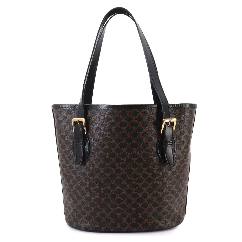Celine Macadam Tote Black Brown Leather Gold Vintage — view 2