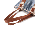Celine Macadam Tote Vinyl Canvas Leather Blue Brown Vintage — view 6