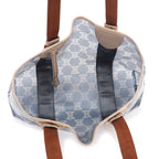 Celine Macadam Tote Vinyl Canvas Leather Blue Brown Vintage — view 7