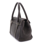 Fendi Selleria Mini Linda Hand Bag Leather Dark Brown Silver — view 3