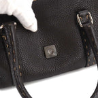 Fendi Selleria Mini Linda Hand Bag Leather Dark Brown Silver — view 9