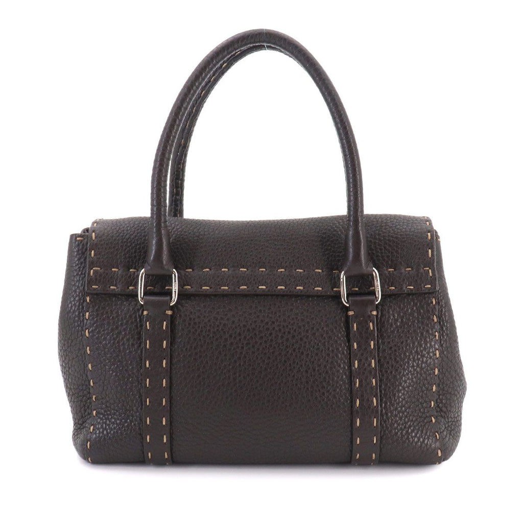 Fendi Selleria Mini Linda Hand Bag Leather Dark Brown Silver — view 2