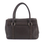 Fendi Selleria Mini Linda Hand Bag Leather Dark Brown Silver — view 2