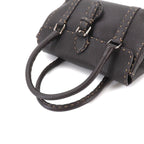 Fendi Selleria Mini Linda Hand Bag Leather Dark Brown Silver — view 5