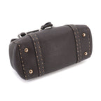 Fendi Selleria Mini Linda Hand Bag Leather Dark Brown Silver — view 4