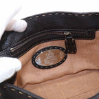 Fendi Selleria Mini Linda Hand Bag Leather Dark Brown Silver — view 8