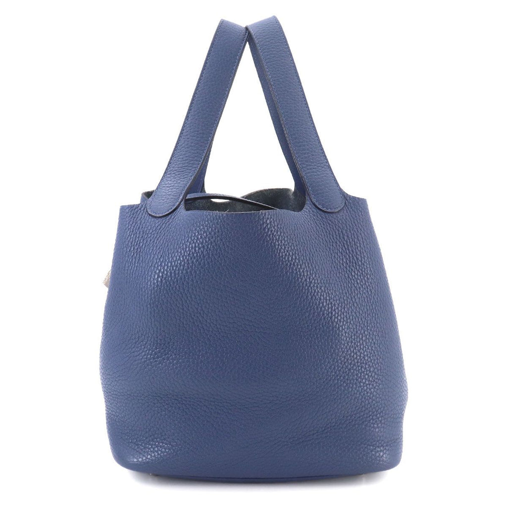 Hermes Picotin Lock MM Hand Bag Taurillon Clemence Blue Brighton Silver — view 2