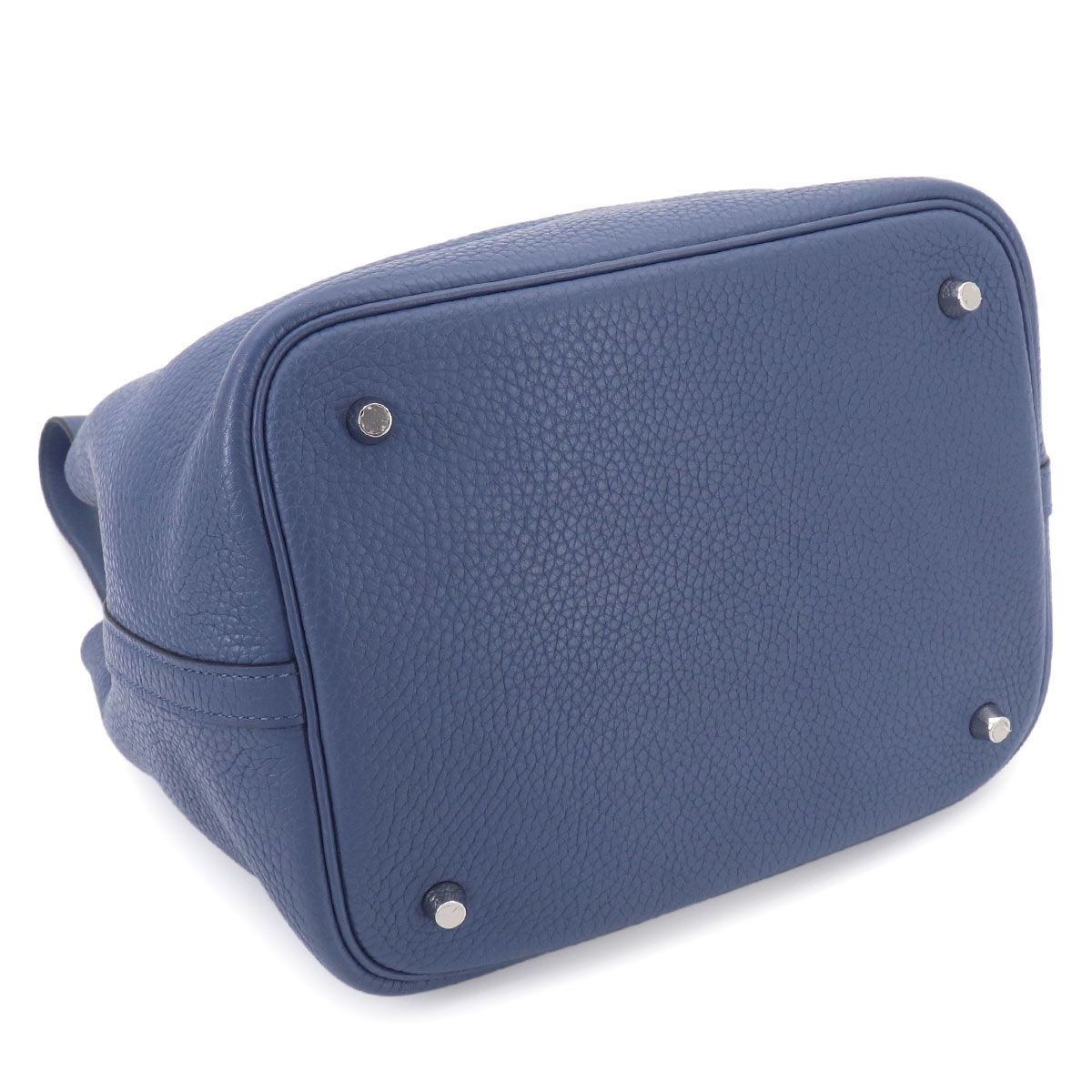 Hermes Picotin Lock MM Hand Bag Taurillon Clemence Blue Brighton Silver — view 4