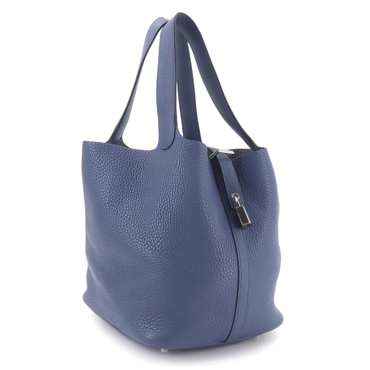 Hermes Picotin Lock MM Hand Bag Taurillon Clemence Blue Brighton Silver — view 3