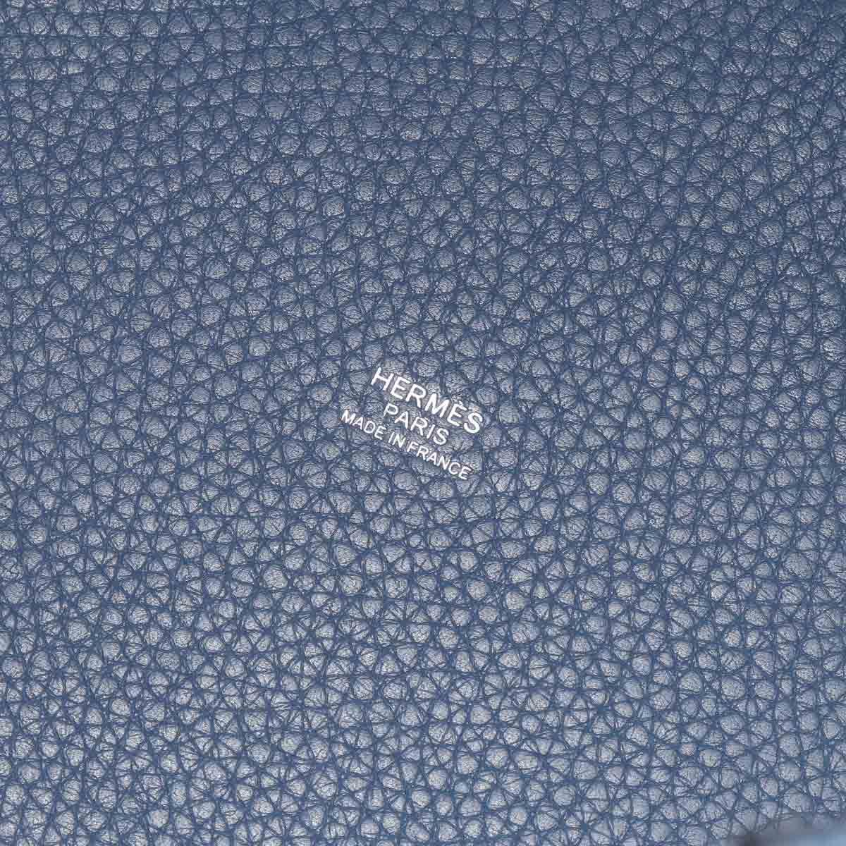 Hermes Picotin Lock MM Hand Bag Taurillon Clemence Blue Brighton Silver — view 7