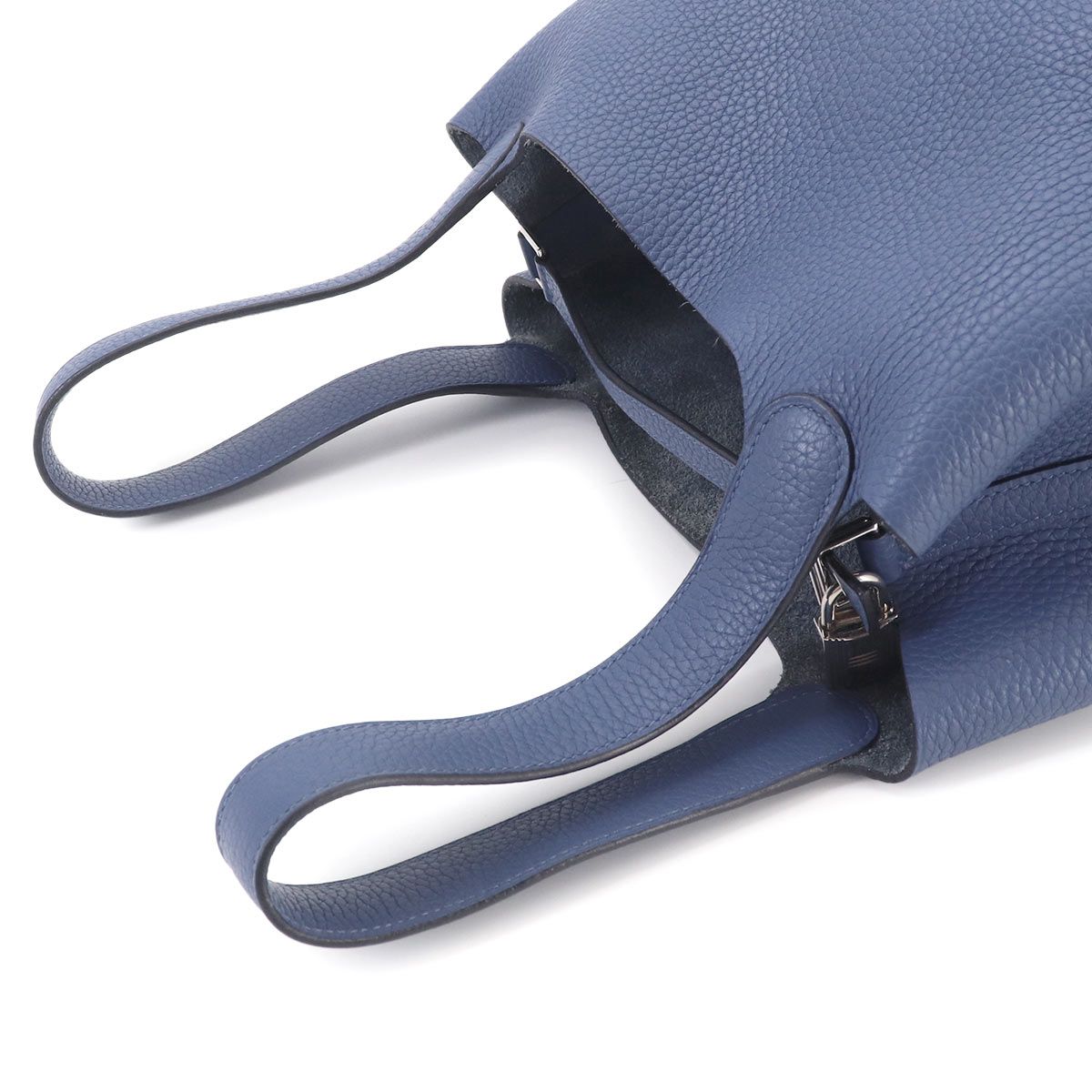 Hermes Picotin Lock MM Hand Bag Taurillon Clemence Blue Brighton Silver — view 5