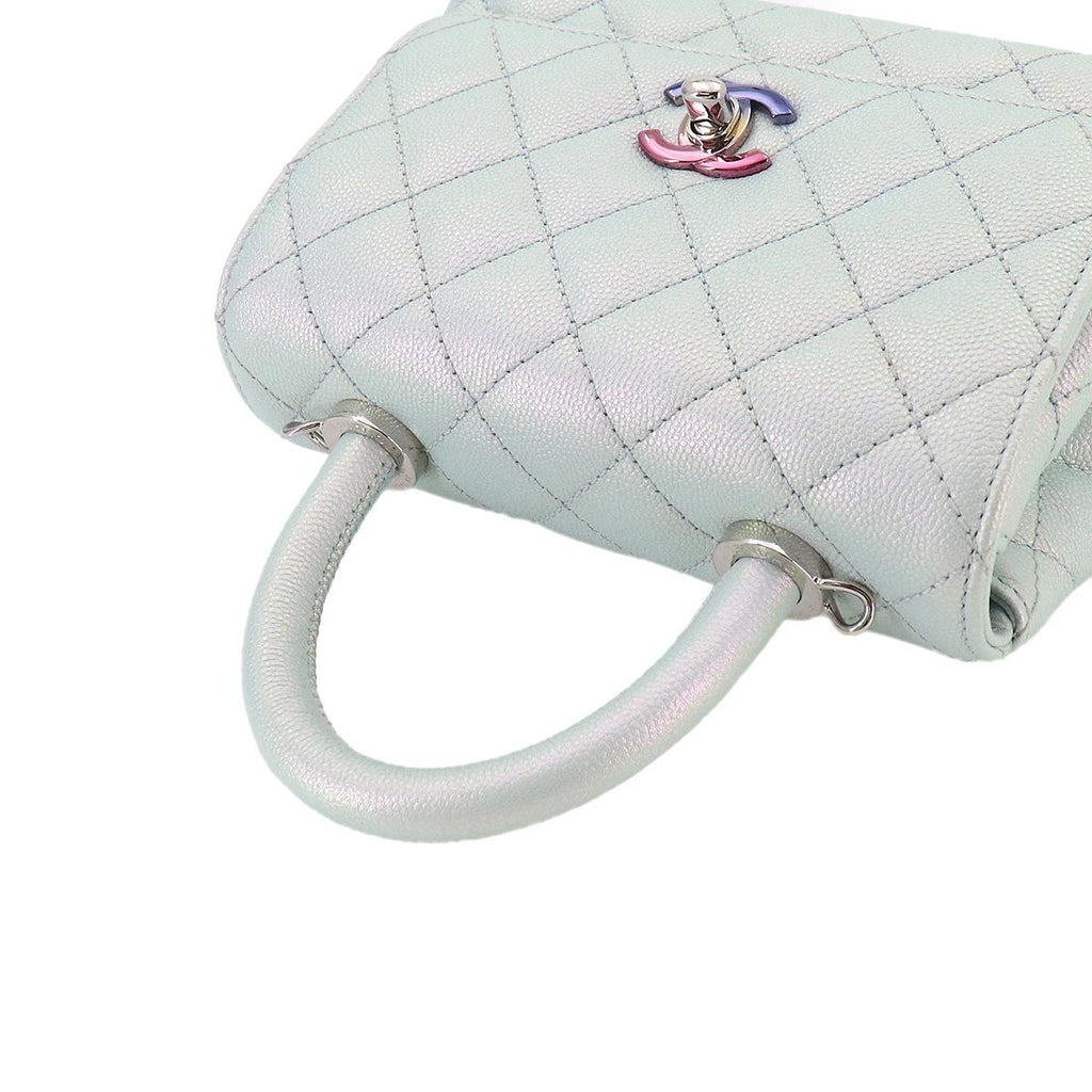 Chanel Coco Handle Xxs Quilted 2-Way Bag Caviar Leather Metallic Blue — view 5