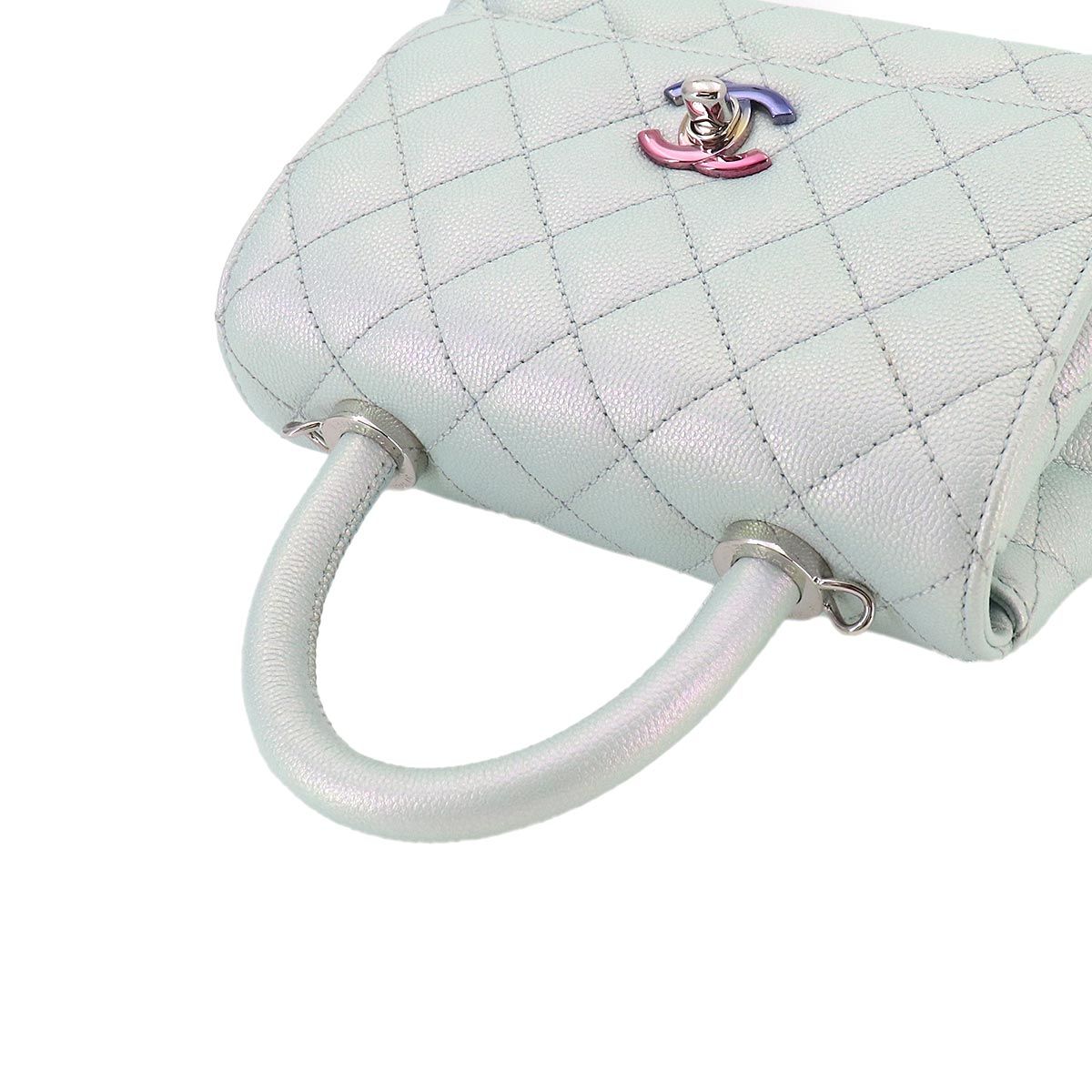 Chanel Coco Handle Xxs Quilted 2-Way Bag Caviar Leather Metallic Blue — view 5