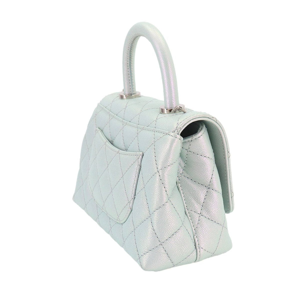 Chanel Coco Handle Xxs Quilted 2-Way Bag Caviar Leather Metallic Blue — view 3