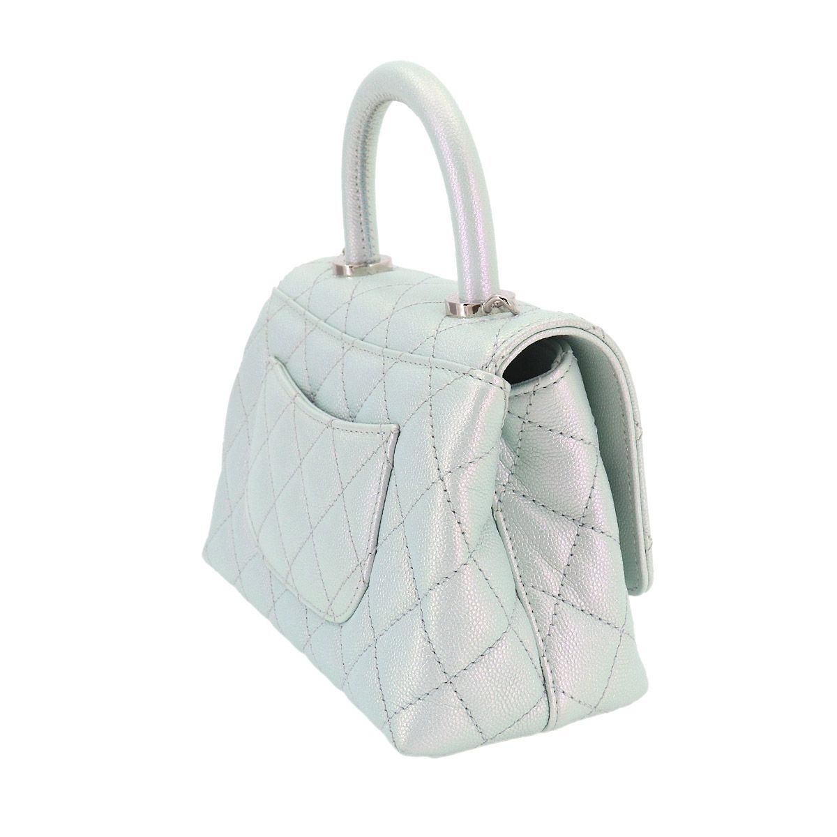 Chanel Coco Handle Xxs Quilted 2-Way Bag Caviar Leather Metallic Blue — view 3