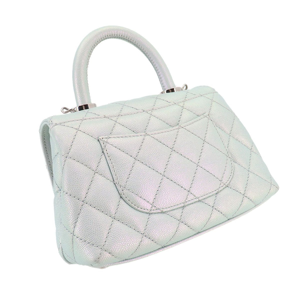 Chanel Coco Handle Xxs Quilted 2-Way Bag Caviar Leather Metallic Blue — view 8