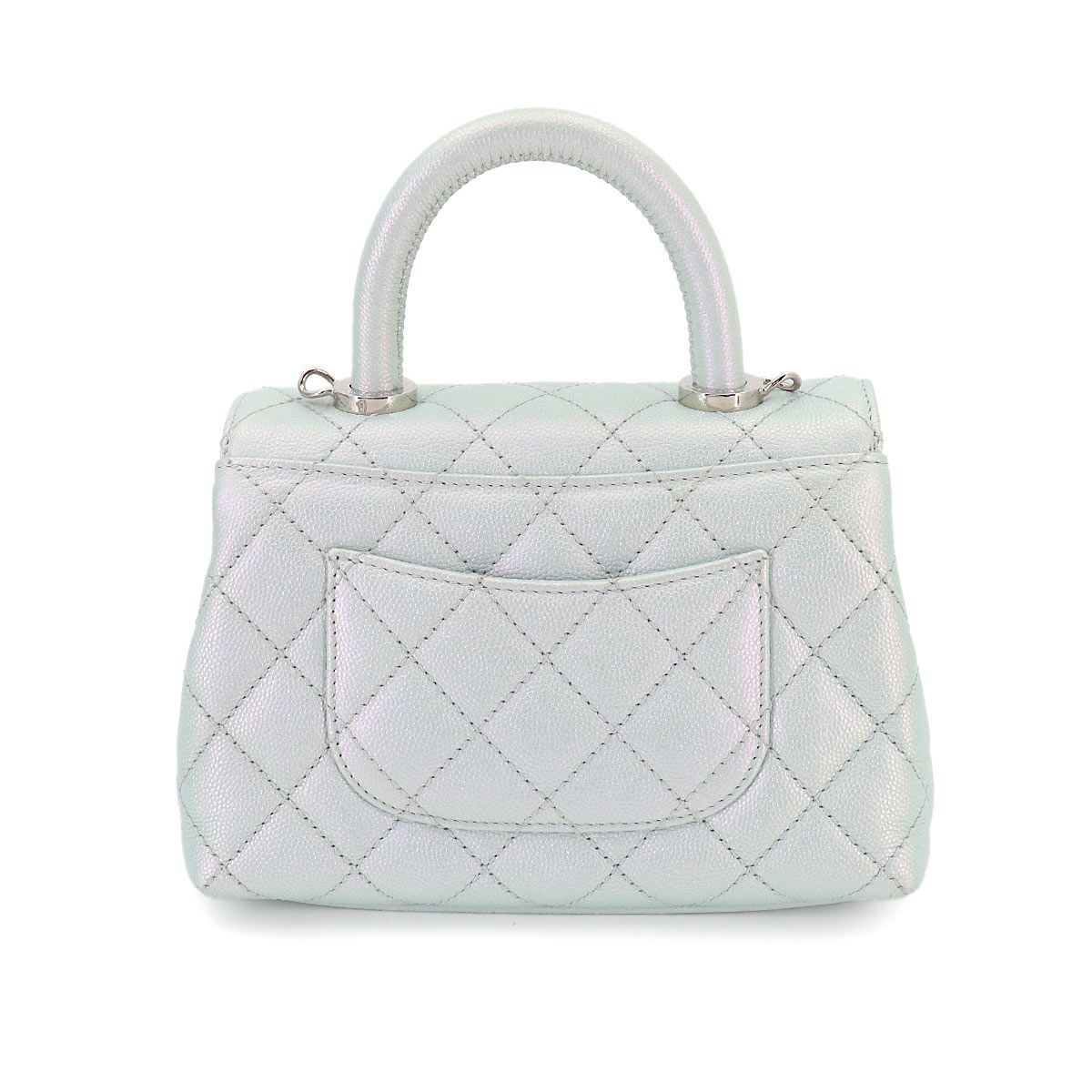 Chanel Coco Handle Xxs Quilted 2-Way Bag Caviar Leather Metallic Blue — view 2