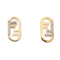 Fendi O-rock Earrings Gold Color Rhinestone Pawn
