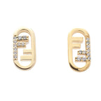 Fendi O-rock Earrings Gold Color Rhinestone Pawn