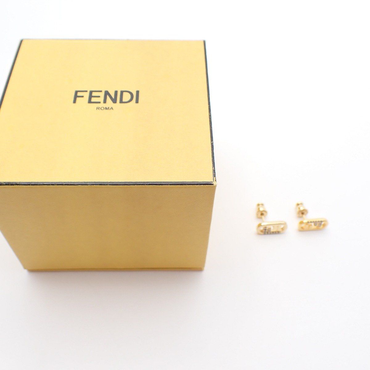Fendi O-rock Earrings Gold Color Rhinestone Pawn — view 9