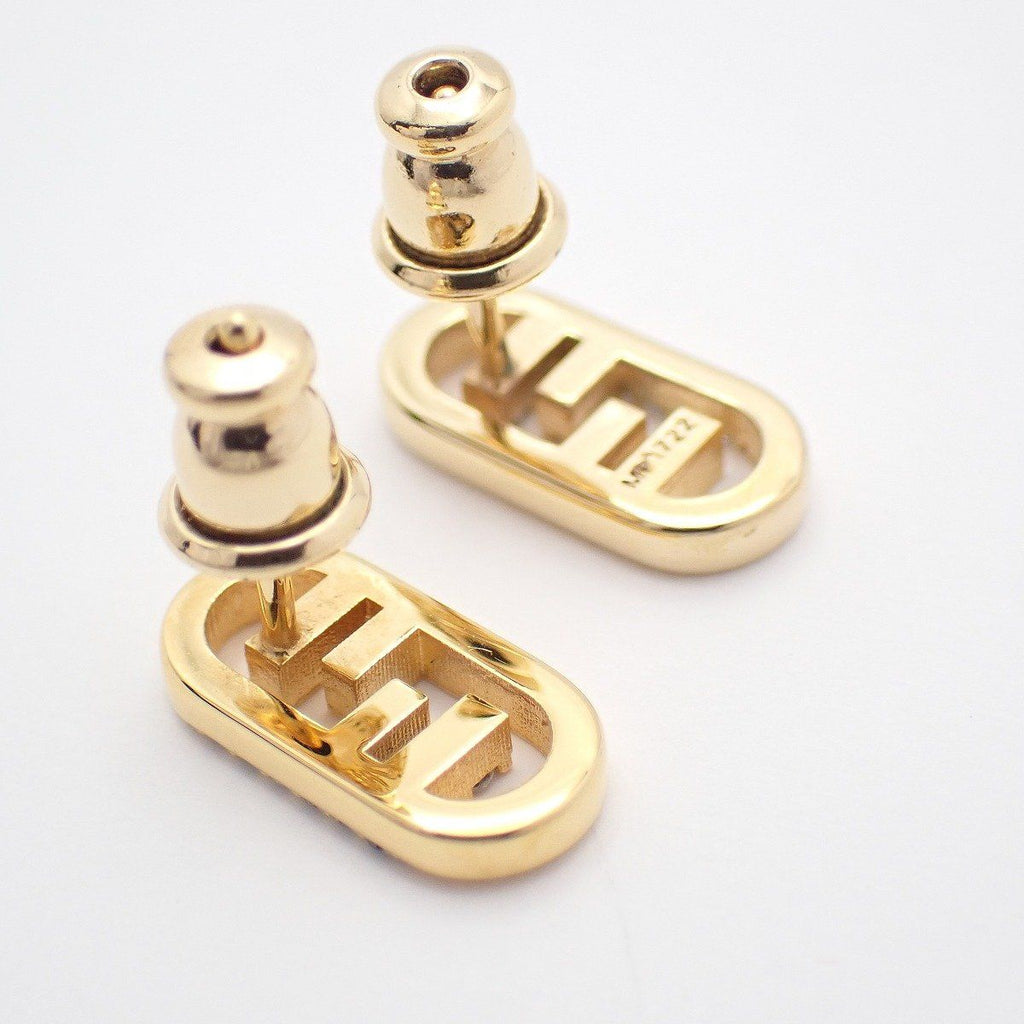 Fendi O-rock Earrings Gold Color Rhinestone Pawn — view 3
