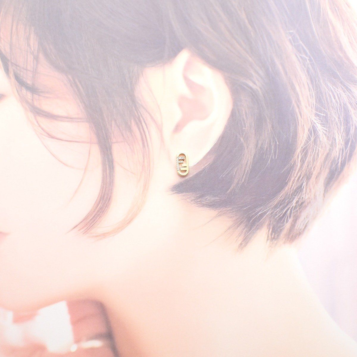 Fendi O-rock Earrings Gold Color Rhinestone Pawn — view 8