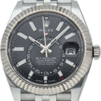 Rolex Sky Dweller Watch Jubilee Box 18k White Gold SS Black