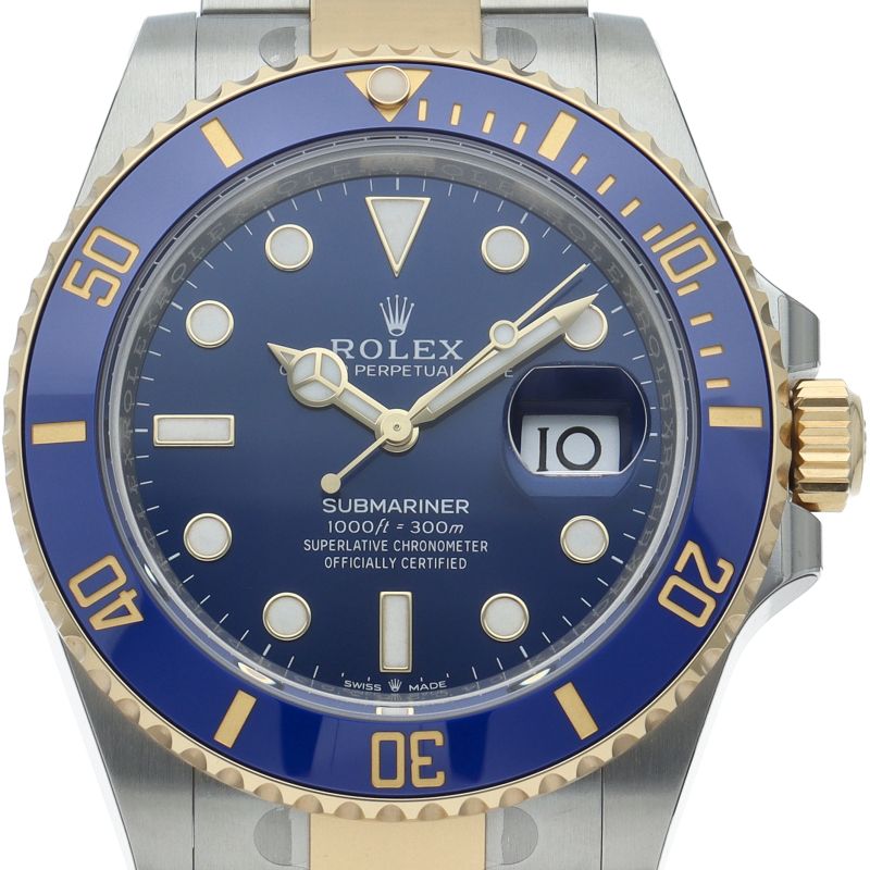 Rolex Submariner Date Watch Blue Box 18k Yellow Gold SS