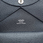 Hermes Calvi Duo Leather Black Silver Coin Case Box — view 8