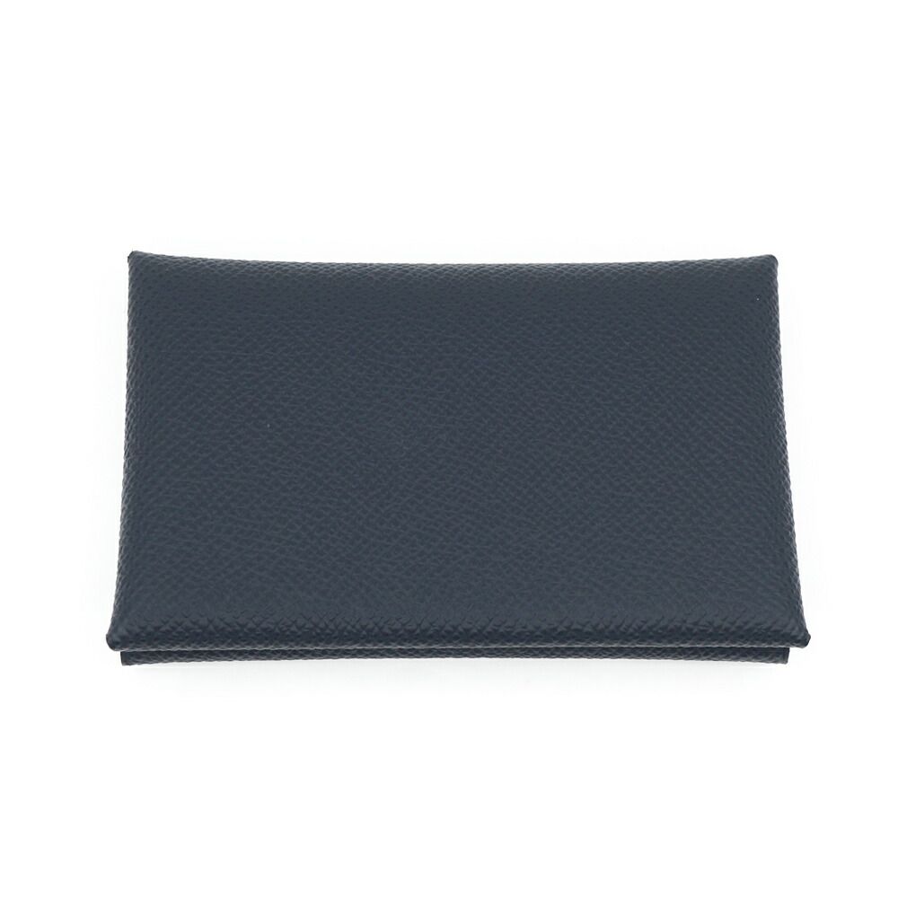 Hermes Calvi Duo Leather Ardoise Gray Silver Coin Case Box