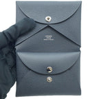 Hermes Calvi Duo Leather Ardoise Gray Silver Coin Case Box — view 6