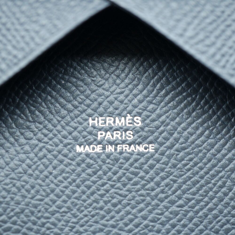 Hermes Calvi Duo Leather Ardoise Gray Silver Coin Case Box — view 7