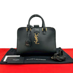 Saint Laurent Baby Cabas YSL Leather 2-Way Shoulder Bag Black