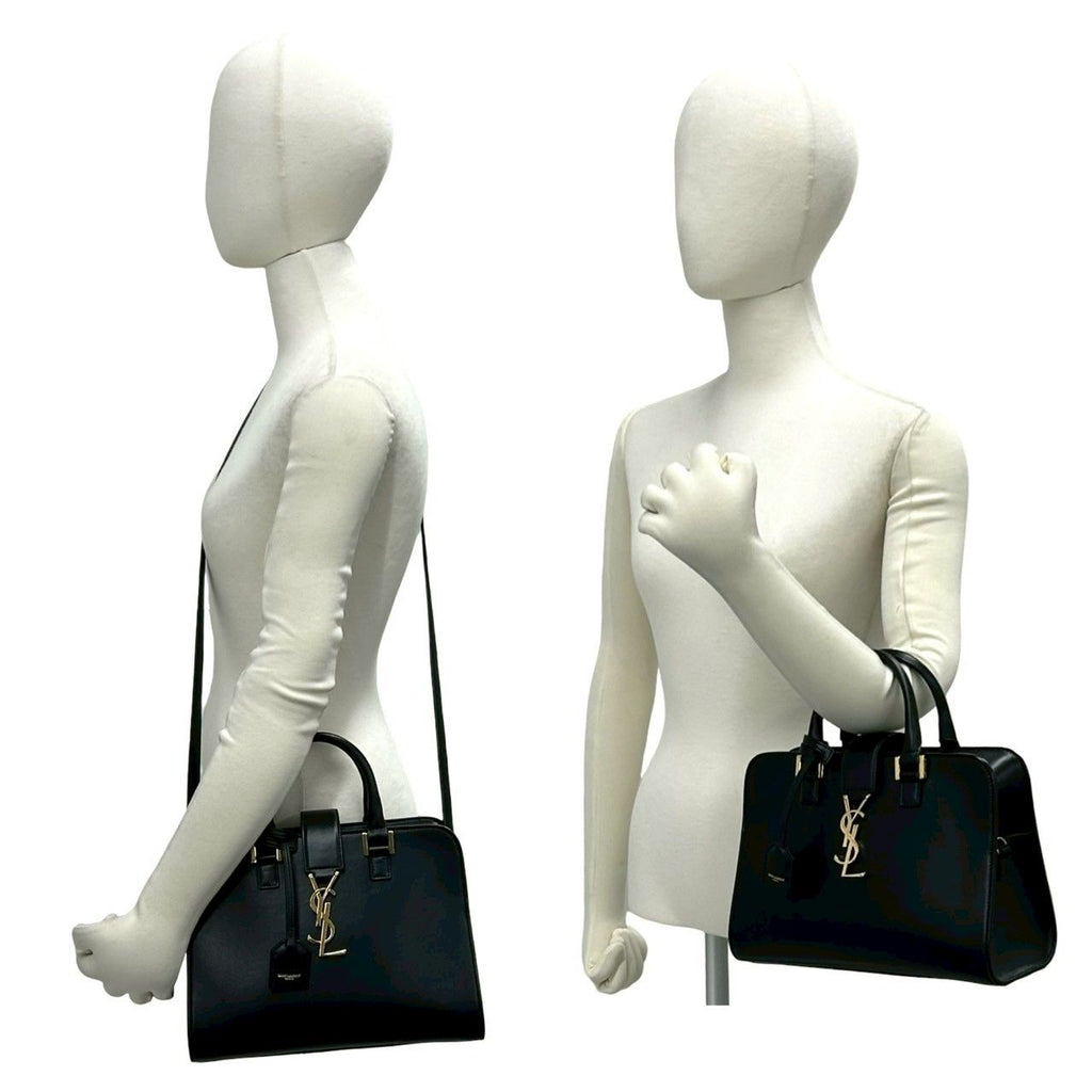 Saint Laurent Baby Cabas YSL Leather 2-Way Shoulder Bag Black — view 2
