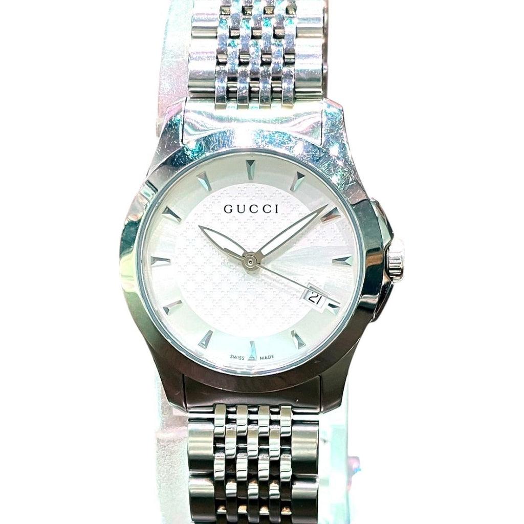 Gucci Timeless Watch SS Quartz White Dial 126.5