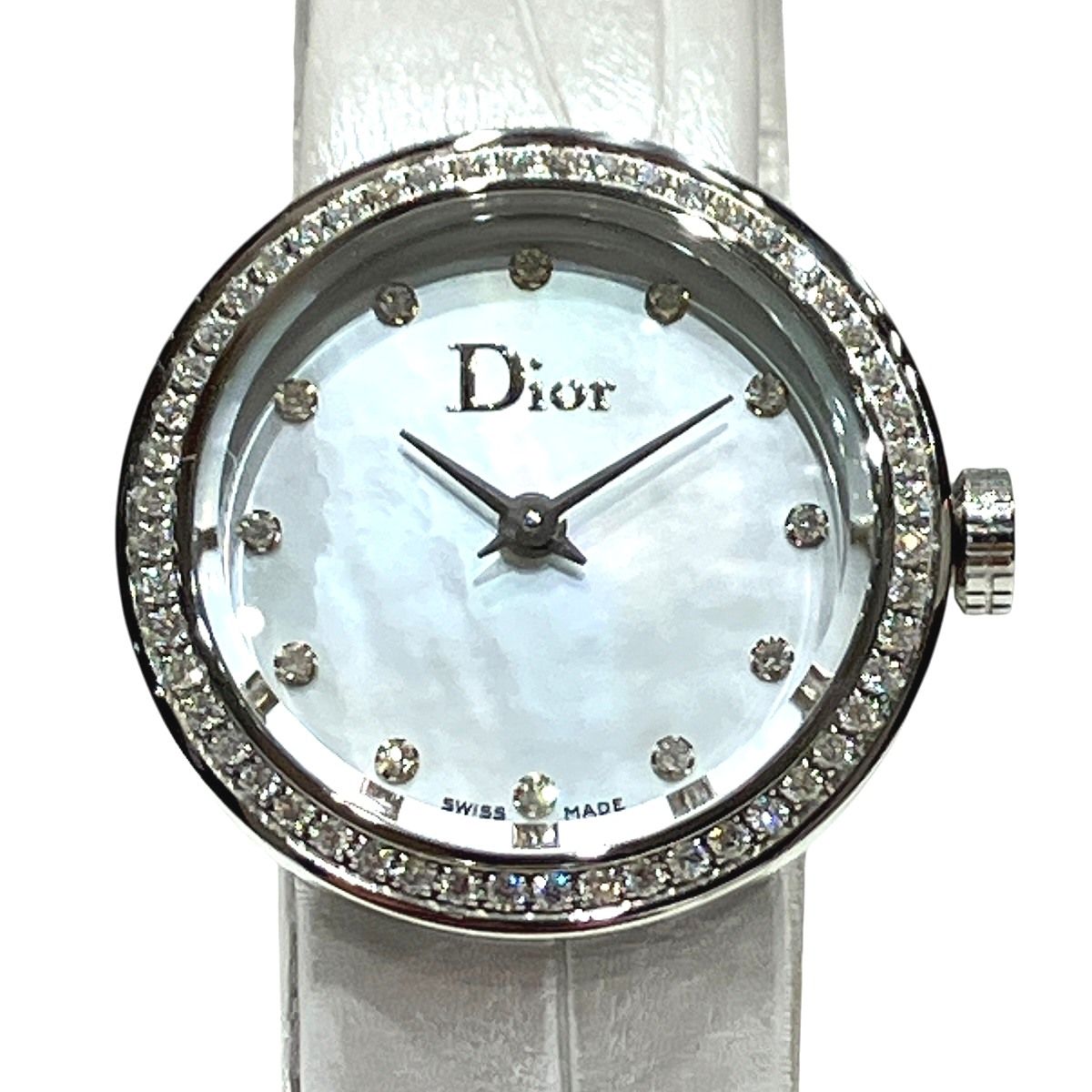 Dior Watch SS Leather Quartz White Shell Dial
