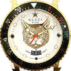 Gucci Dive Mystic Cat Watch SS Rubber Quartz White Gold Dial 136.3 — view 4