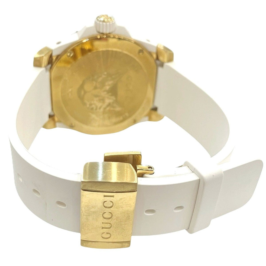 Gucci Dive Mystic Cat Watch SS Rubber Quartz White Gold Dial 136.3 — view 6