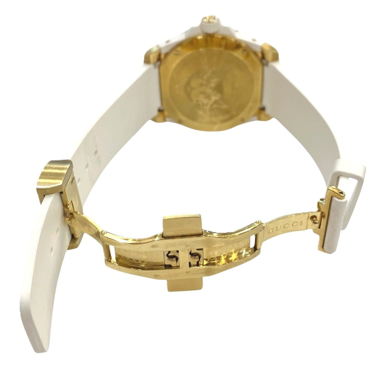 Gucci Dive Mystic Cat Watch SS Rubber Quartz White Gold Dial 136.3 — view 7