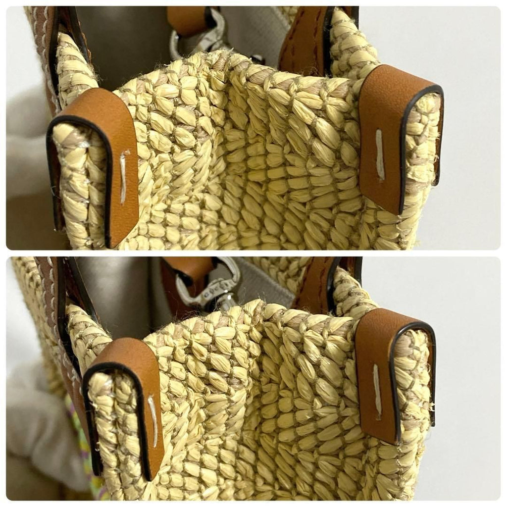 Gucci Basket Shoulder Bag Raffia Logo — view 7