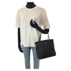 Prada Tessuto Black Silver Nylon Tote — view 7