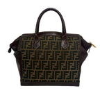 Fendi Vintage Zucca FF Logo Pattern Canvas Leather Shoulder Bag Brown — view 3