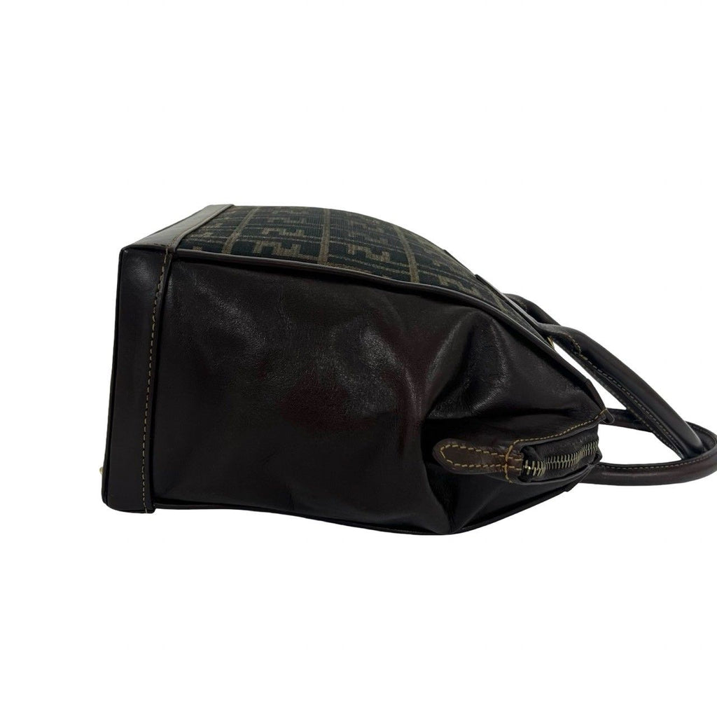Fendi Vintage Zucca FF Logo Pattern Canvas Leather Shoulder Bag Brown — view 6