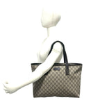 Gucci GG Logo Pattern Leather Tote Shoulder Bag Business Brown — view 2