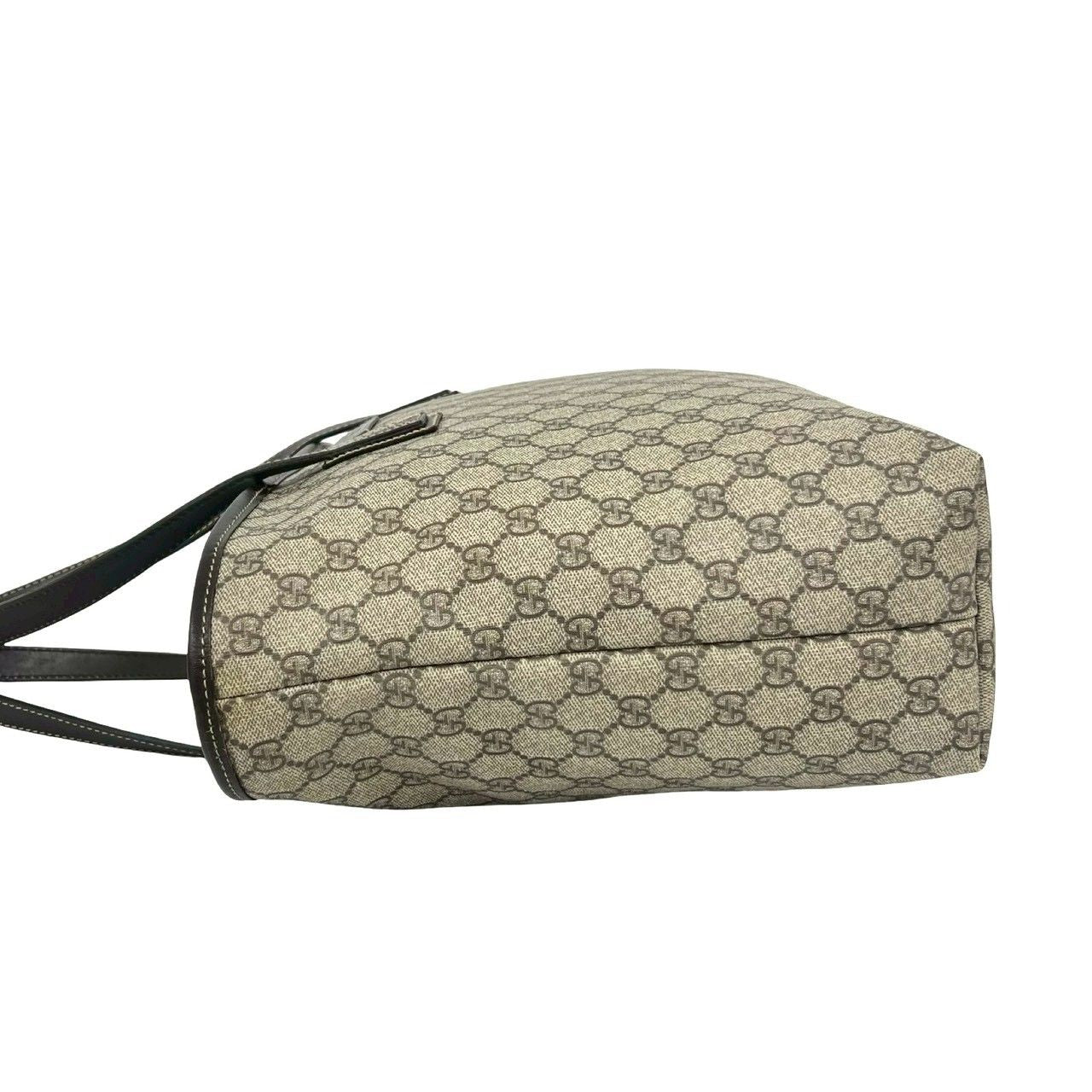 Gucci GG Logo Pattern Leather Tote Shoulder Bag Business Brown — view 5