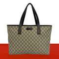 Gucci GG Logo Pattern Leather Tote Shoulder Bag Business Brown