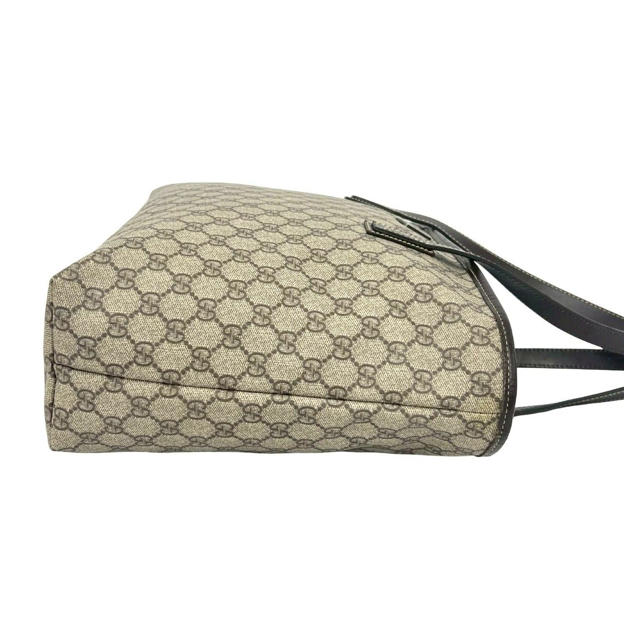 Gucci GG Logo Pattern Leather Tote Shoulder Bag Business Brown — view 6