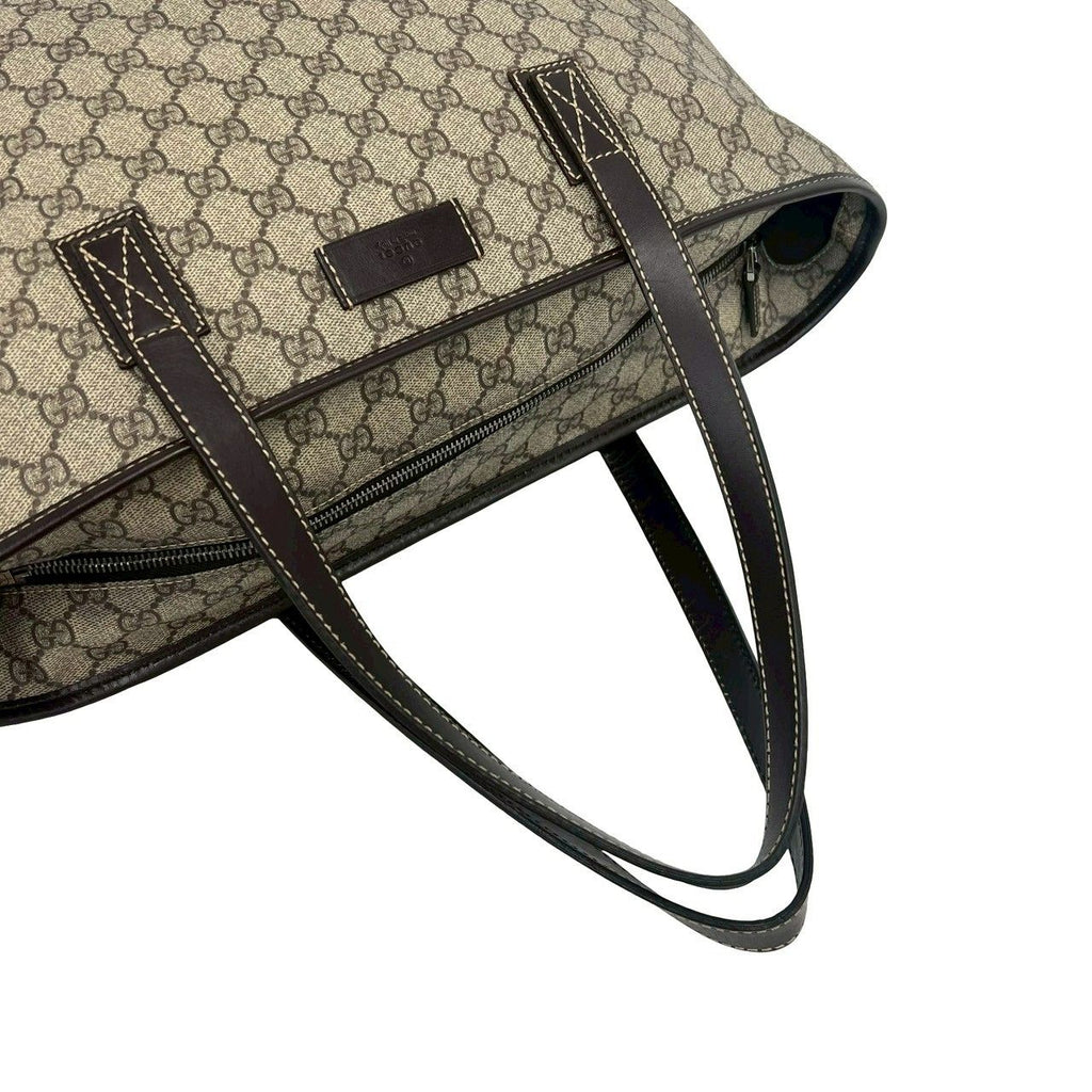 Gucci GG Logo Pattern Leather Tote Shoulder Bag Business Brown — view 4