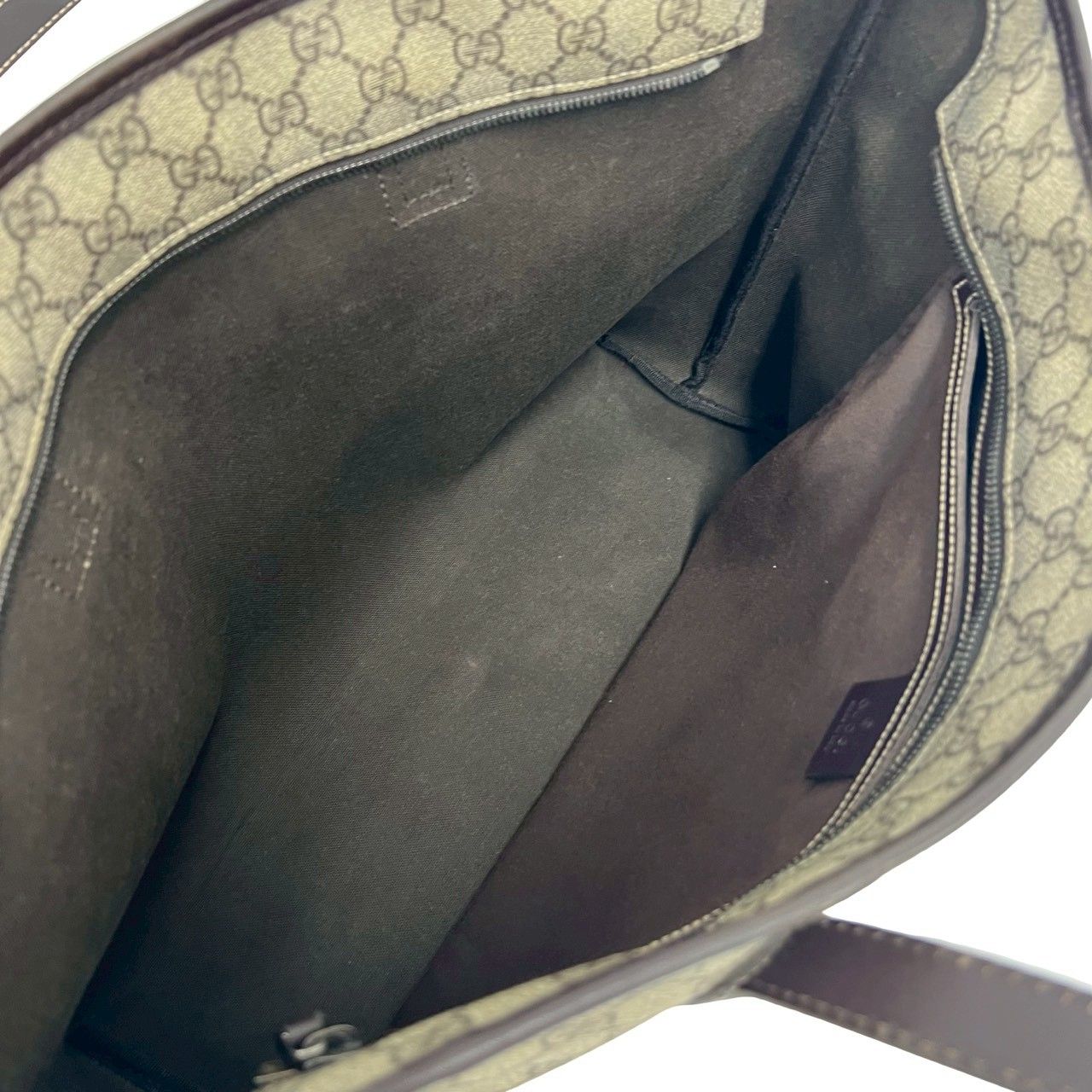 Gucci GG Logo Pattern Leather Tote Shoulder Bag Business Brown — view 9