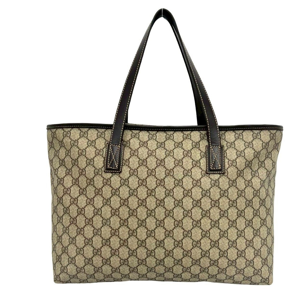 Gucci GG Logo Pattern Leather Tote Shoulder Bag Business Brown — view 3